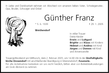 Anzeige von Günther Franz von MGO