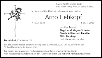 Anzeige von Arno Liebkopf von MGO