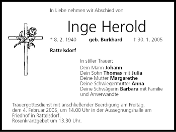 Anzeige von Inge Herold von MGO