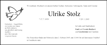 Anzeige von Ulrike Stolz von MGO