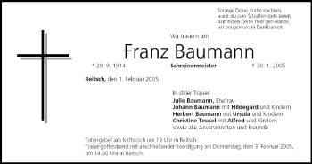 Anzeige von Franz Baumann von MGO
