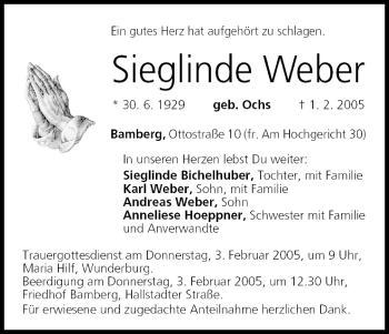 Anzeige von Sieglinde Weber von MGO