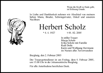 Anzeige von Herbert Scholz von MGO