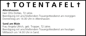 Anzeige von Totentafel vom 02.02.2005 von MGO
