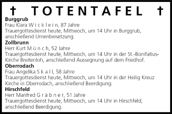 Anzeige von Totentafel vom 02.02.2005 von MGO