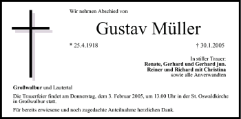 Anzeige von Gustav Müller von MGO