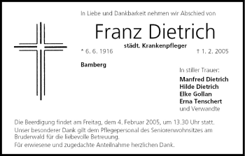 Anzeige von Franz Dietrich von MGO