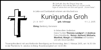 Anzeige von Kunigunda Groh von MGO
