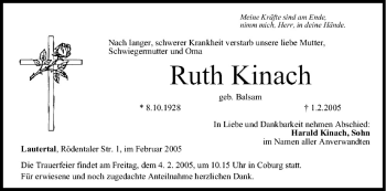 Anzeige von Ruth Kinach von MGO