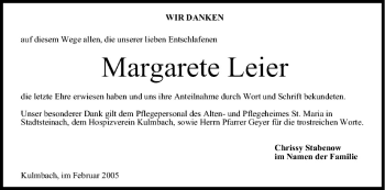 Anzeige von Margarete Leier von MGO