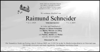 Anzeige von Raimund Schneider von MGO