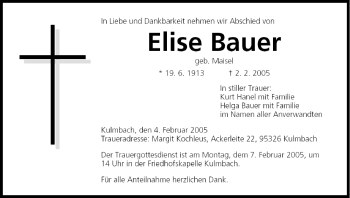 Anzeige von Elise Bauer von MGO