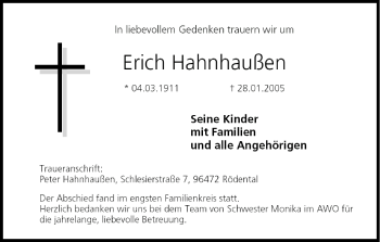 Anzeige von Erich Hahnhaußen von MGO