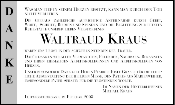 Anzeige von Waltraud Kraus von MGO