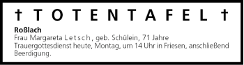 Anzeige von Totentafel vom 07.02.2005 von MGO