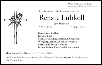 Anzeige von Renate Lubkoll von MGO