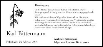 Anzeige von Karl Bittermann von MGO