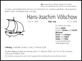 Anzeige von Hans-Joachim Völschow von MGO