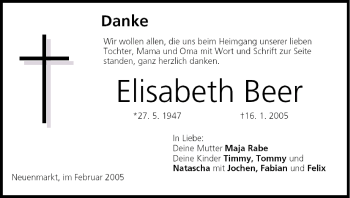 Anzeige von Elisabeth Beer von MGO