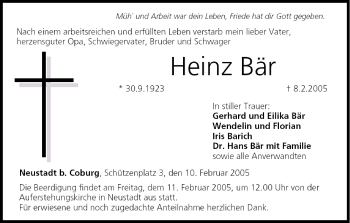 Anzeige von Heinz Bär von MGO