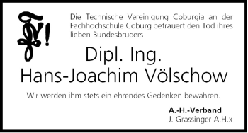 Anzeige von Hans Joachim Völschow von MGO