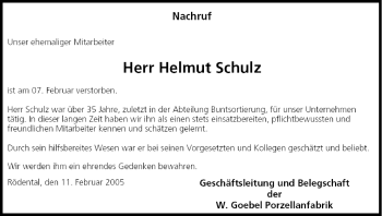 Anzeige von Helmut Schulz von MGO