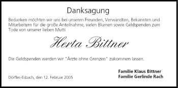 Anzeige von Herta Bittner von MGO