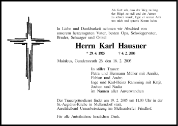 Anzeige von Karl Hausner von MGO
