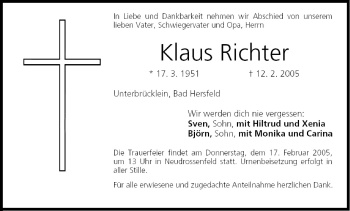 Anzeige von Klaus Richter von MGO