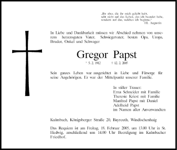 Anzeige von Gregor Papst von MGO