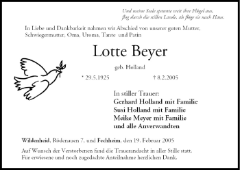 Anzeige von Lotte Beyer von MGO