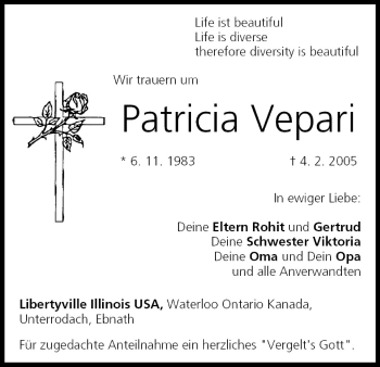 Anzeige von Patricia Vepari von MGO