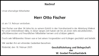 Anzeige von Otto Fischer von MGO