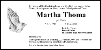 Anzeige von Martha Thoma von MGO