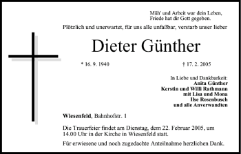 Anzeige von Dieter Günther von MGO