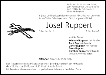 Anzeige von Josef Ruppert von MGO