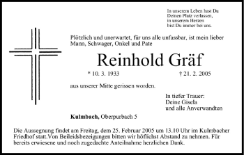 Anzeige von Reinhold Gräf von MGO
