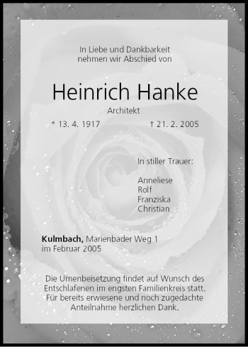 Anzeige von Heinrich Hanke von MGO