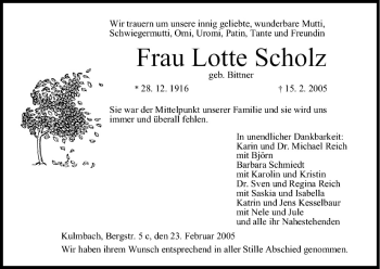 Anzeige von Lotte Scholz von MGO