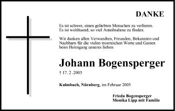 Anzeige von Johann Bogensperger von MGO