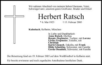 Anzeige von Herbert Ratsch von MGO