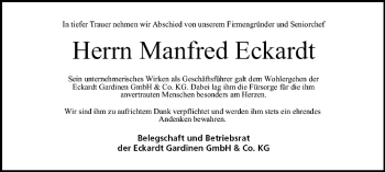 Anzeige von Manfred Eckardt von MGO
