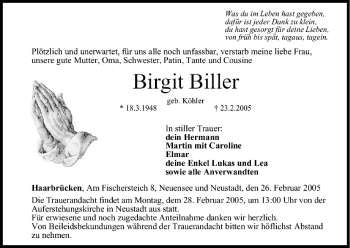 Anzeige von Birgit Biller von MGO