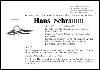 Anzeige von Hans Schramm von MGO