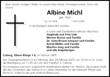 Anzeige von Albine Michl von MGO