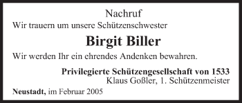 Anzeige von Birgit Biller von MGO