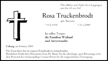 Anzeige von Rosa Truckenbrodt von MGO