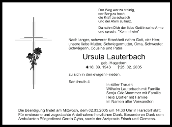 Anzeige von Ursula Lauterbach von MGO