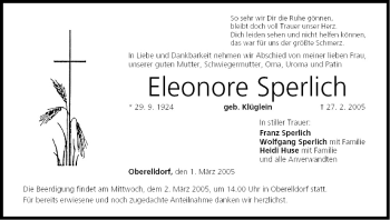 Anzeige von Eleonore Sperlich von MGO