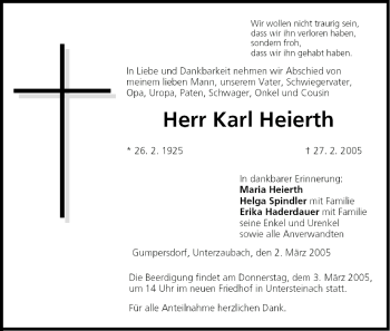 Anzeige von Karl Heierth von MGO